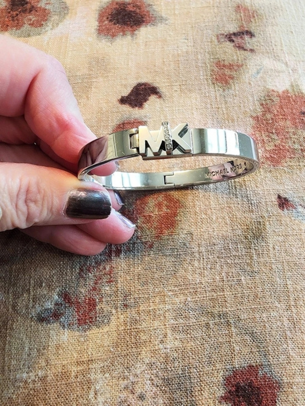 Michael Kors Cubic Zirconia Logo Bangle Silver